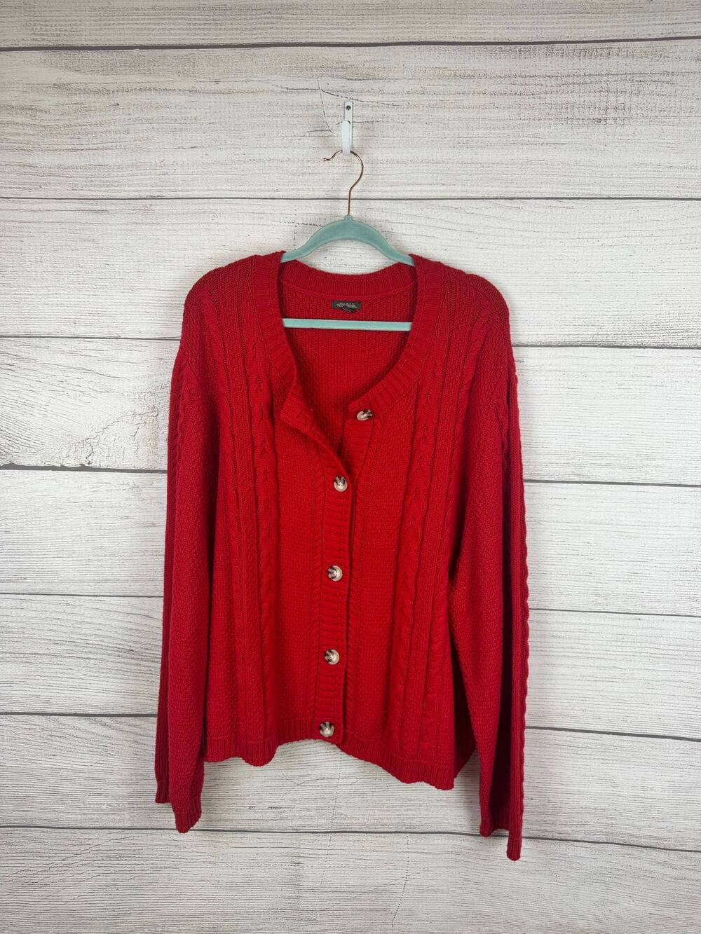 Wild Fable Plus Size Red Knit Button Up Cardigan Size 4X